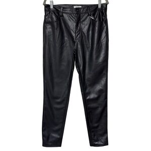 {Kensie} Black Faux Vegan Leather Cigarette Straight Leg Jeans Pants